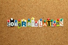 Congratulations pinned on noticeboard
